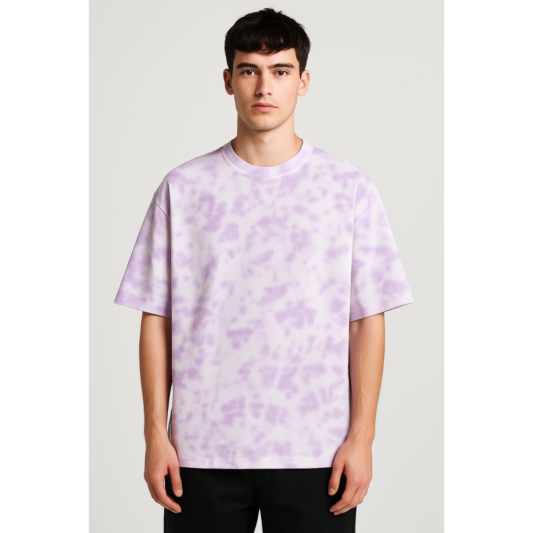 Tie Dye Oversized T-Shirt - White Lavender