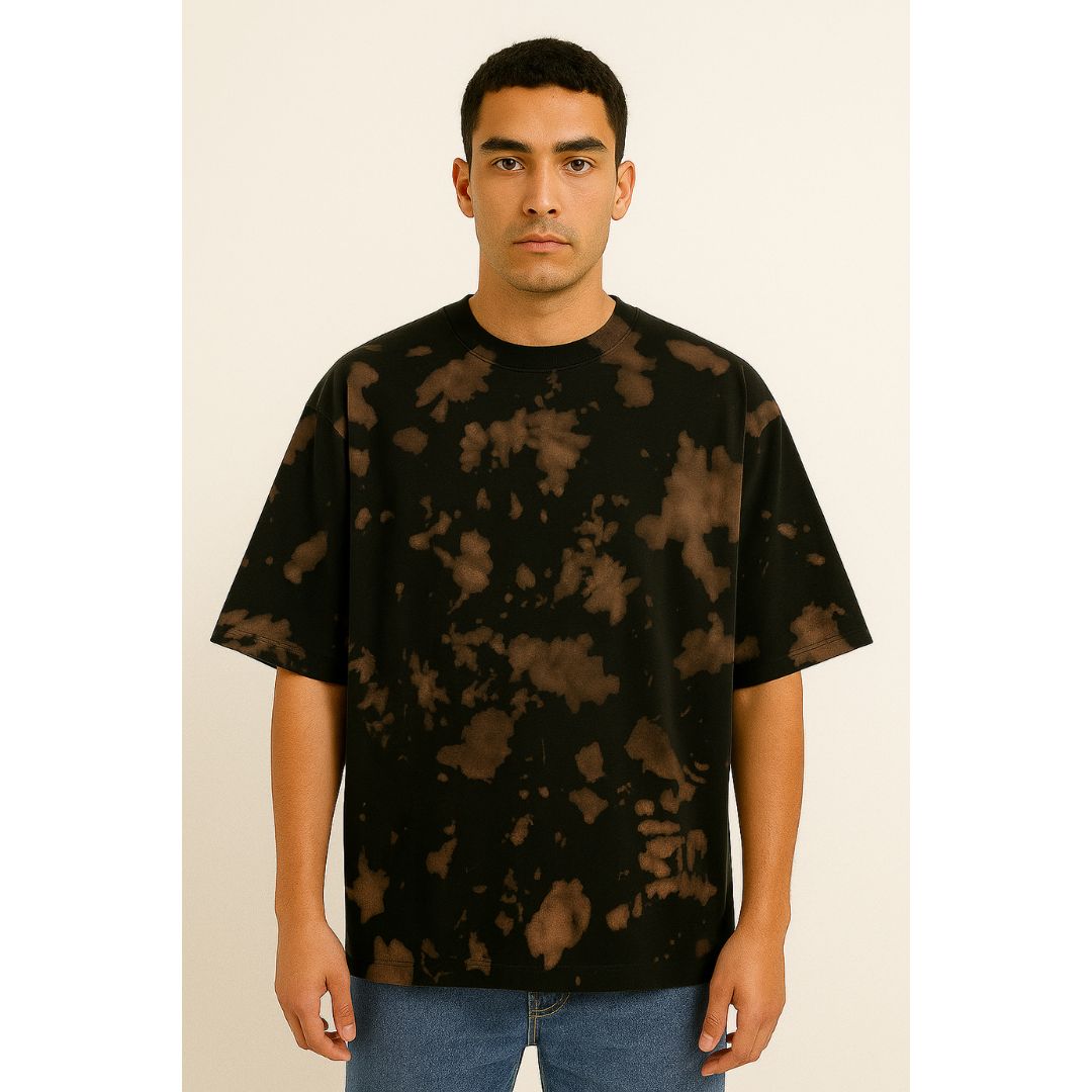 Tie Dye Oversized T-Shirt - Brown Black